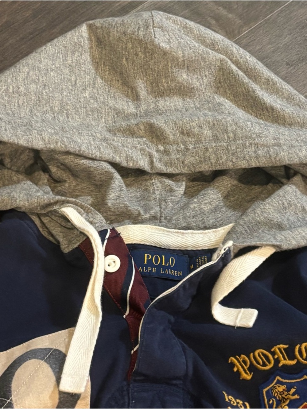 Polo Ralph Lauren Striped Classic Fit Rugby Hoodie Size Medium Embroidered - Picture 9 of 11
